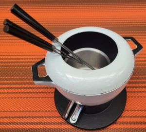 Vintage Ikea ' Senior White Cast Iron Fondue Set ' Made In France 20538 RARE - Picture 1 of 17