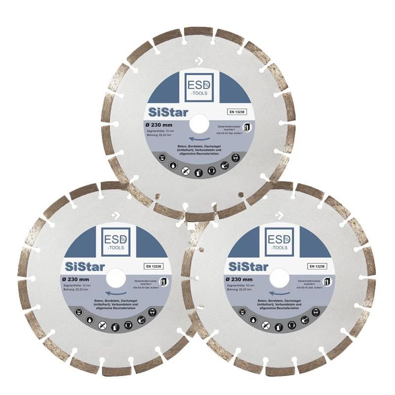3 x 230 Diamanttrennscheibe Diamantscheibe  Beton Trennscheibe 10 mm Segmenthöhe - Bild 1 von 1