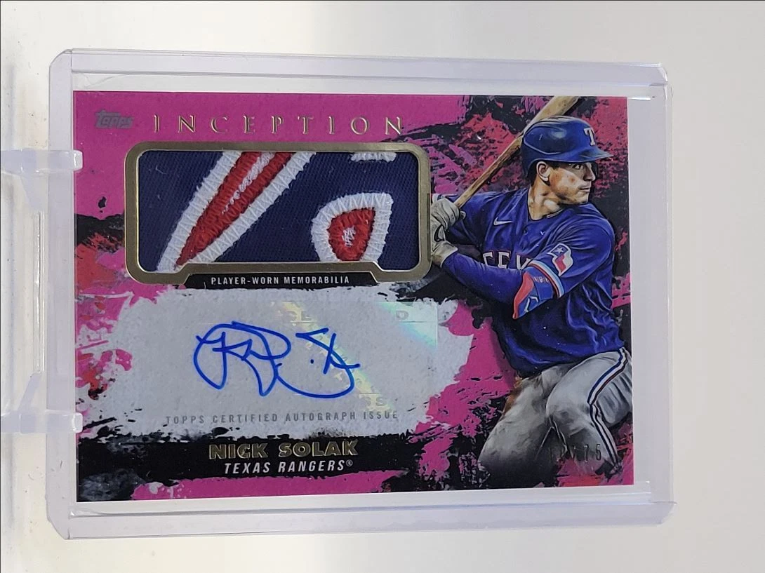 NICK SOLAK 2021 TOPPS INCEPTION MAGENTA PATCH AUTOGRAPH AUTO /75 Q2132