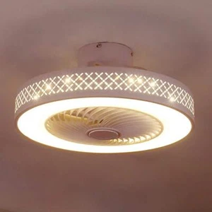 TOZING Flush Mount Ceiling Fan Light 20" LED Indoor White w/ Remote Control - Picture 1 of 6