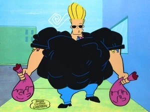 Johnny Bravo - Original Animation Art Production Cel w/ print background - Picture 1 of 5
