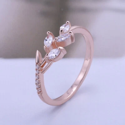 Bonitos anillos enchapados en oro rosa para mujer joyería circonita cúbica talla 6-10 Foto 1 de 4