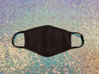 2 or 5 PC Stretch Imitation Silk Chiffon Spandex Double Layered Black Face Mask - Image 1 of 3