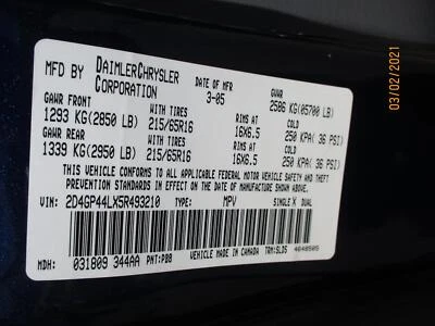 Used Rear Exterior Door Handle fits: 2005 Dodge Caravan assembly door rear Rear Foto 1 de 4