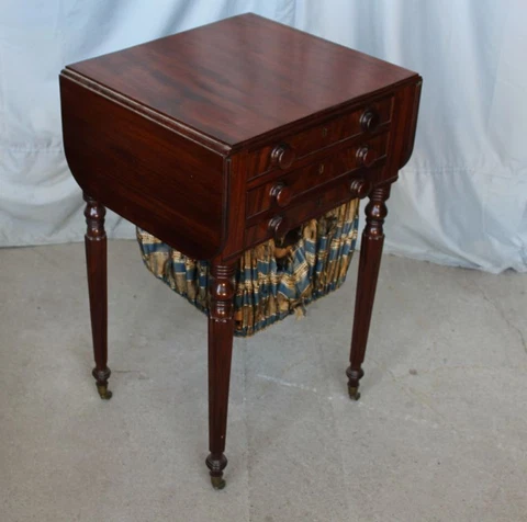 Sewing Cabinet Antique drop leaf Mahogany Sewing Table and Stand Cover