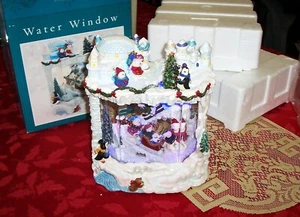 CHRISTMAS WATER WINDOW POLAR BEARS LIGHTED MUSICAL DISPLAY - Picture 1 of 12