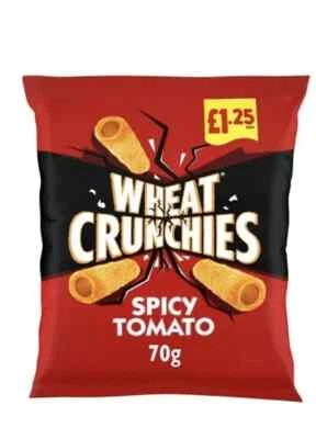 Wheat Crunchies Spicy Tomato Flavour Wheaty Tube Snacks PMP £1.25  16x70g - Image 1 of 2