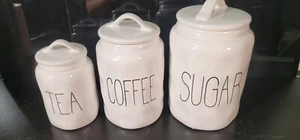 Bauernhaus Kanister Set Keramik Minimalistisch Küche Deko Tee Kaffee Zucker Groß - Bild 1 von 5