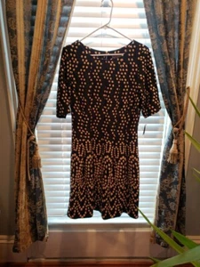 Vestido recto Danny and Nicole lunares para mujer manga 16 3/4 plisado negro nuevo con etiquetas - Imagen 1 de 7