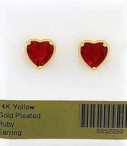 LAB-CREATED 3.04 Cts RUBY STUD EARRINGS 14K YELLOW GOLD PLATED - New With Tag - Picture 1 of 4