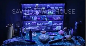 LED Display Case For Crystals Rocks Precious Gem Stones Wall Cabinet BNIB Taro  - Picture 1 of 4