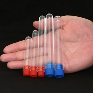 10/30/50/100PCS Plastic Clear Lab Test Tubes Vial Sample Container Bottle - Picture 1 of 8