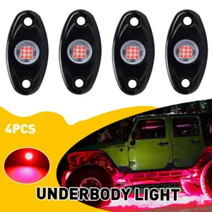 Red LED Rock Lights 4 Pods Underbody Light For JEEP Offroad Truck UTV ATV Boat A - Picture 1 of 11