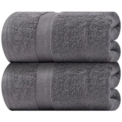 Paquete de 2 toallas de baño de lujo extra grandes 35x70, gris altamente absorbente 650 GSM Foto 1 de 4