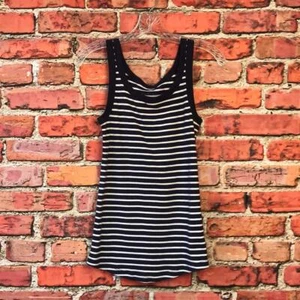 Navy and White Striped Caslon Melody Crew Neck Muscle Tank - Picture 1 of 9