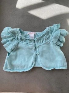 Janie and Jack Crop Sweater Toddler Girls Mint Blue Ruffles 4T 4 - Picture 1 of 3
