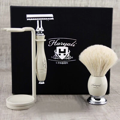 Kit de Afeitado Doble Borde Seguridad Navaja Cerdas Suaves Esponja Cepillo Soporte - Imagen 1 de 4