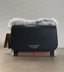 NWT Burberry Hampshire Crossbody House Check Derby In Black - Picture 1 of 10