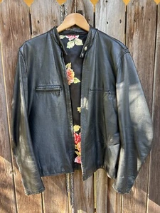 Vintage Brooks Made In USA Leather Motorcycle Moto Racer Biker Jacket Size 44 - Picture 1 of 12