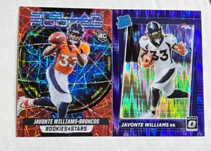 JAVONTE WILLIAMS LOT OF 2 2021 Optic PURPLE SHOCK PRIZM RC + RED LAZER RC INSERT - Bild 1 von 3