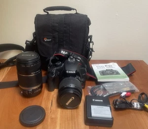 Canon EOS Rebel XS 1000D DSLR Camera EFS 18-55mm IS STM 55-250mm IS Lens +Accys - Picture 1 of 24