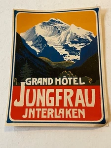 Vintage Grand Hotel Jungfrau Interlaken Luggage Label c 1950 - Picture 1 of 2