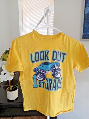 The Children’s Place Boys Yellow T-Shirt Size L 10/12 Look Out 1st Grade Monster - Image 1 of 2