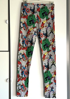 Marvel Avengers 女式紧身裤 M 码绿巨人钢铁侠美国队长英雄全新带标签 — 第 1/4 张图片