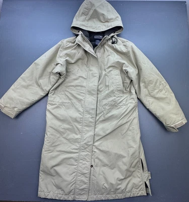 Lands’ End Parka Women’s Small 6-8 Petite Hooded Full Zip Long Winter Coat Tan - Image 1 of 4
