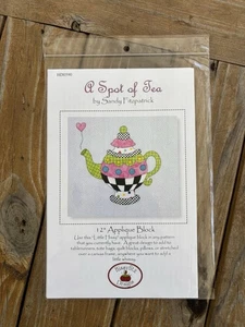 A Spot of Tea Quilt Pattern Hissyfitz Sandy Fitzpatrick 12" Applique Block - Picture 1 of 4
