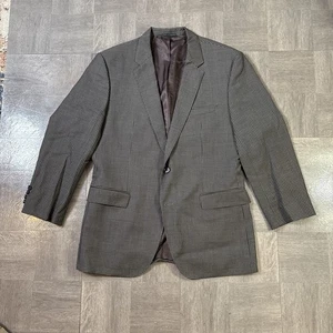 Hugo Boss Lanificio Tesse Bielle Mens 44R Brown Plaid Houndstooth Blazer Jacket - Picture 1 of 14