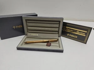 Parker Premier Ballpoint Pen Gold Plated Ciselé Finish Vintage NOS with Case - Picture 1 of 12