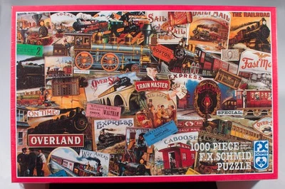 NIB 1000 pc All Aboard FX Schmid Puzzle of Vintage Train Memorabilia  - Image 1 of 2