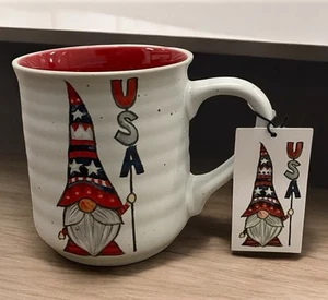 Sheffield Home Gnome Patriotic USA 4th Of July Coffee Mug Red White & Blue NWT - Picture 1 of 7
