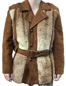 RARO Robert Lewis De Colección Años 60 Gamuza Piel de Canguro Pelo de Poni Med “Abrigo Jim Morrison” - Imagen 1 de 19