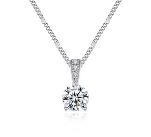 Damen Kette mit Anhänger Rhodiniert Echt Gold vergoldet Zirkonia AAA Halskette - Bild 1 von 6