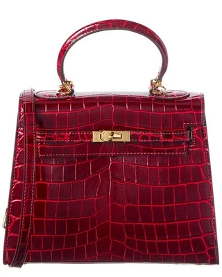 Tiffany & Fred Paris Alligator-Embossed Leather Satchel Women's Red - Image 1 of 4