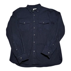 MUGSY Navy Blue 100% Cotton Utility Flannel Long Sleeve Shirt Men's Large - Picture 1 of 9