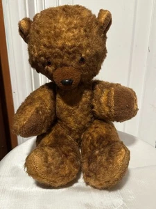 Antiker brauner Teddybär mit Mohair-Gelenken 14 Zoll - Bild 1 von 7