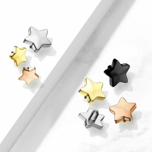 Flacher 4 mm Stern Titan IP Chirurgenstahl Micro Dermal Anker Top 14 g 4 mm - Bild 1 von 5