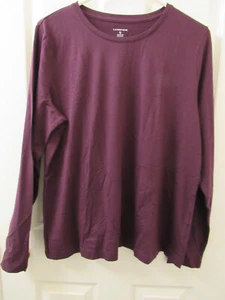 Lands End Womens T Shirt Top Crew Neck Long Sleeve Fitted Purple XL 18 Stretch - Picture 1 of 7