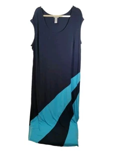 Catherines Damen-Maxikleid marineblau türkis gestreift ärmellos Übergröße 4x - Bild 1 von 2