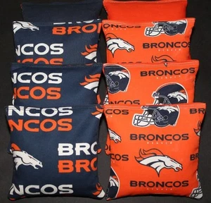 Denver Broncos Cornhole Bean Bags 8 ACA Regulation Corn Hole Bags Tailgate Toss - Picture 1 of 1