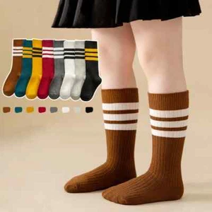 New 6 Pairs Winter Children High Knee Stripes Boys Girls Warm Cotton Socks Kids - Picture 1 of 34