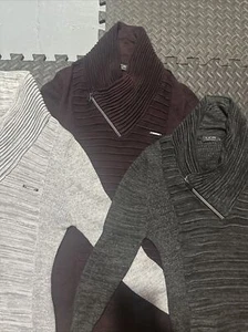 3 CARDIGAN WOMEN'S L PULLOVER 1/4 ZIP ON COWL NECK LONG SLEEVE 3 COLORS - Picture 1 of 3