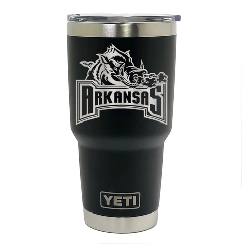 Arkansas Razorbacks YETI Laser Engraved 20 or 30 oz. Black Tumbler Cover