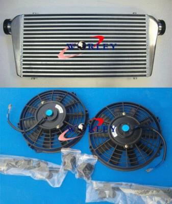Aluminum Turbo Intercooler Inter Cooler + Fan 600x300x70mm Front Mount 3" inlet - image 1 of 4