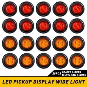20X Red Amber Mini 12V 3/4" Round Marker Light Clearance 3 LED Bullet AUC - Foto 1 di 12