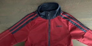 Adidas Burgundy Red Navy Blue Track Jacket Zip Up Little Toddler Boys 4 4T - Picture 1 of 5
