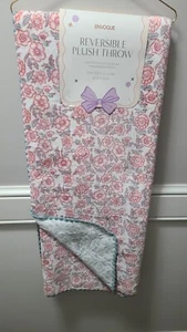 Pink & Light Blue Spring Floral Reversible Oversize Throw Blanket 50"x70" NEW - Picture 1 of 8